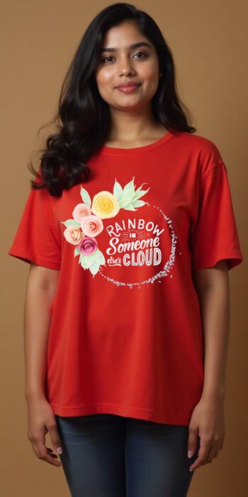 Women summer deep red t-shirt