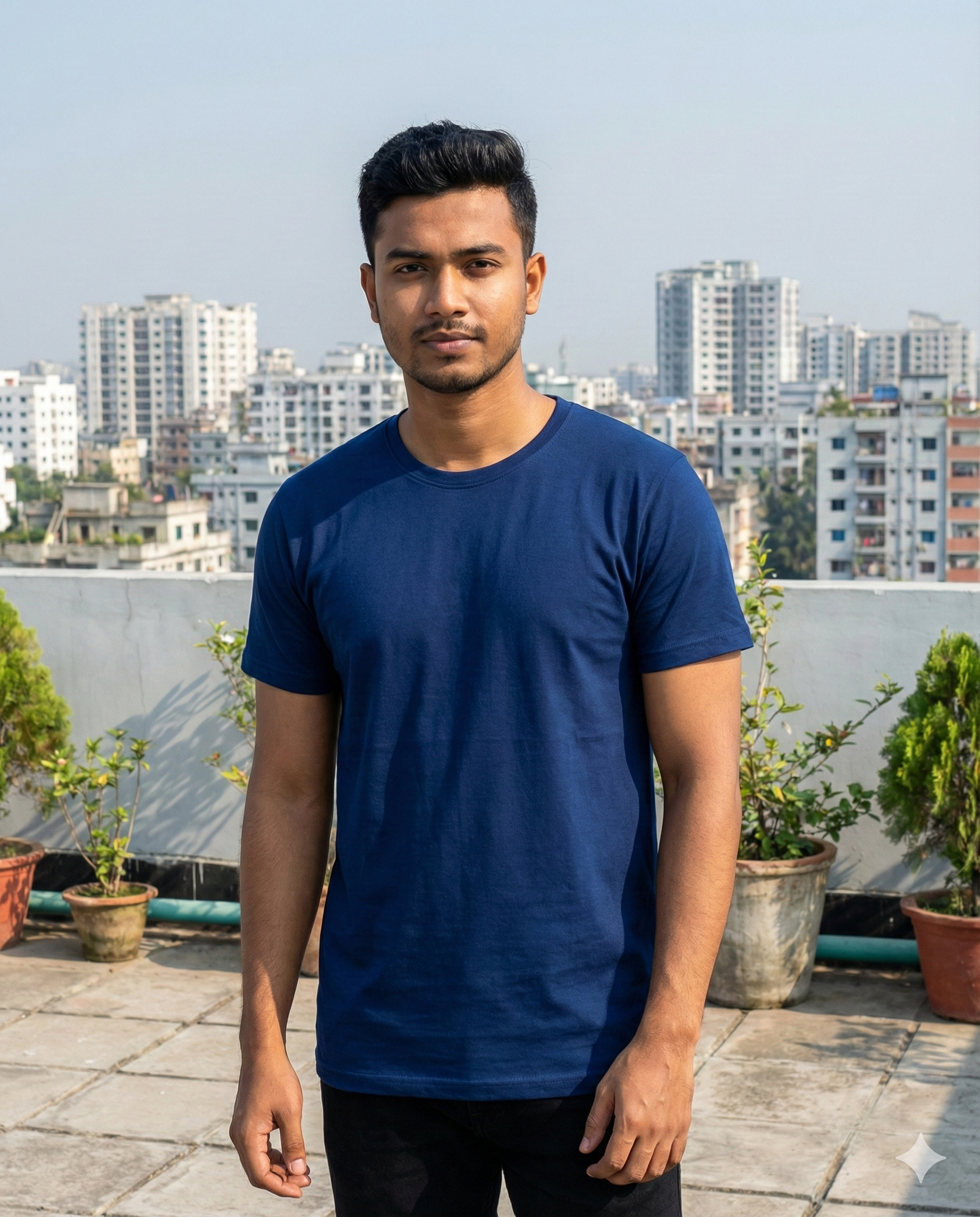 BLUE 2 blue solid t-shirt