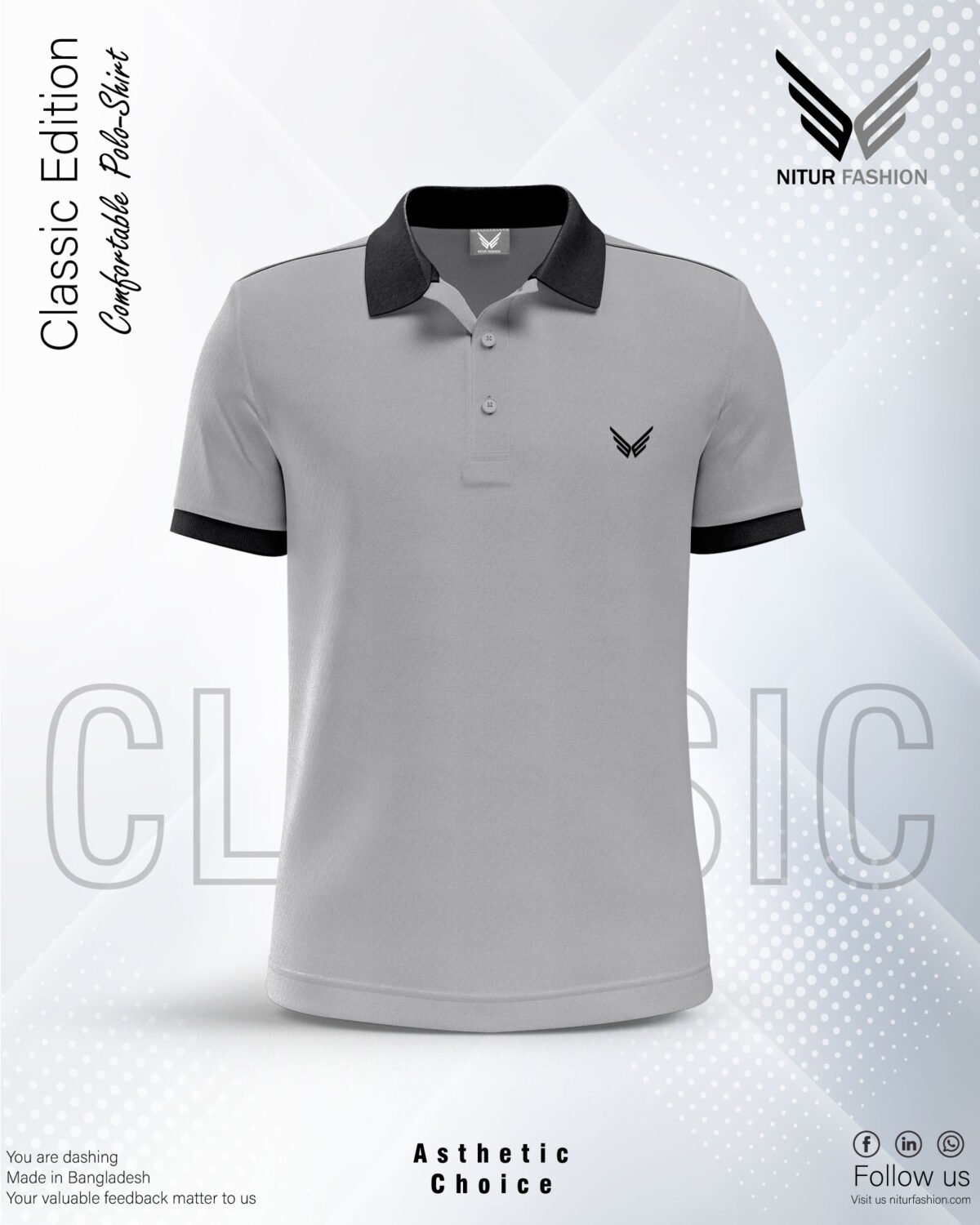 light grey polo shirt