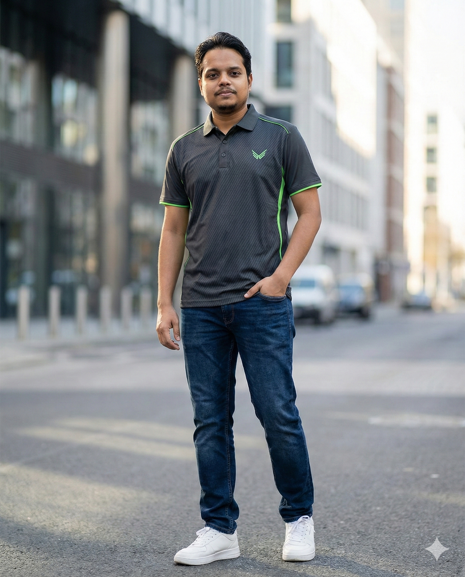 black with Fluorescent Green polo shirt 1 black polo shirt