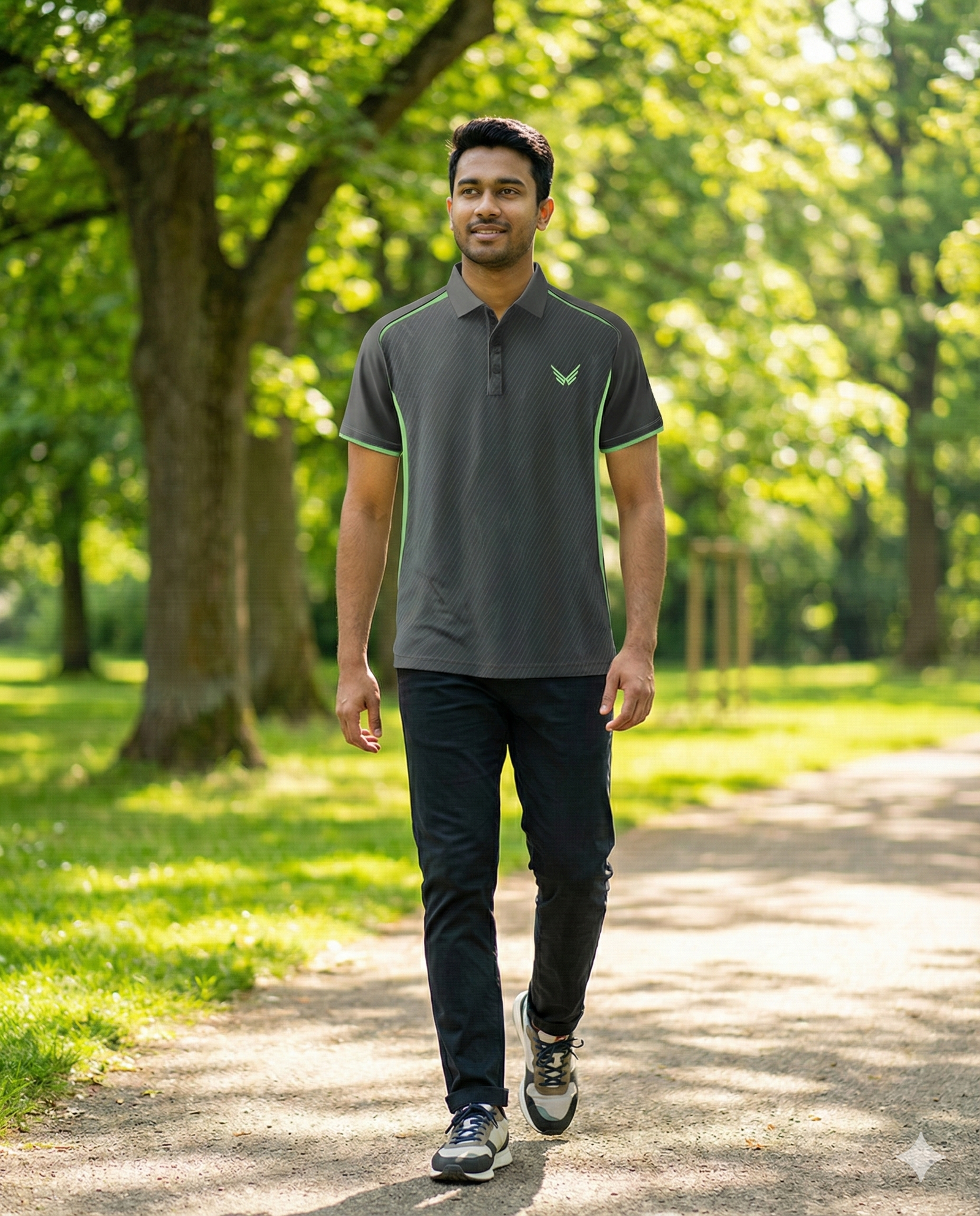 black with Fluorescent Green polo shirt 2 black polo shirt