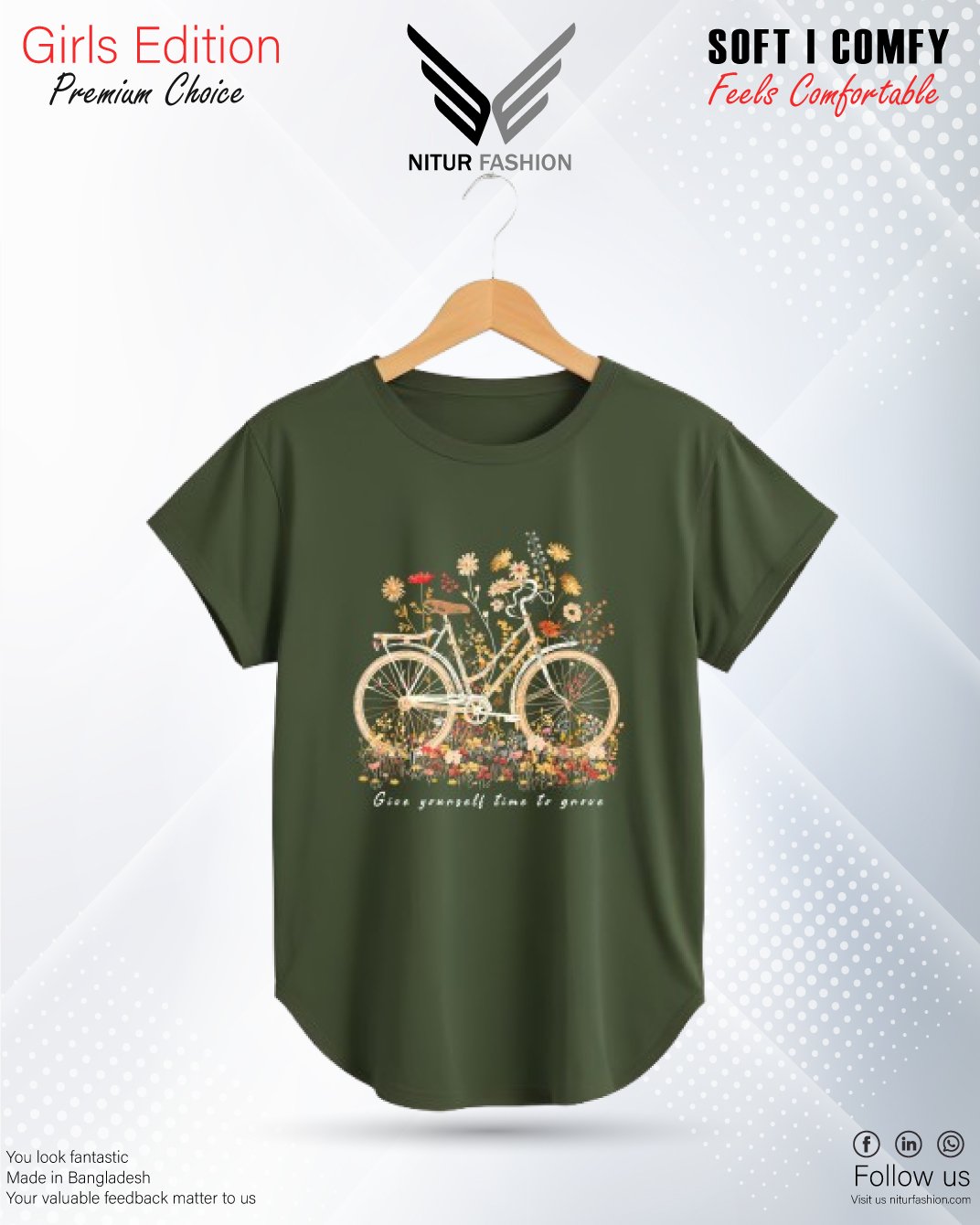 Girls Premium T-Shirt -Flower Cycle