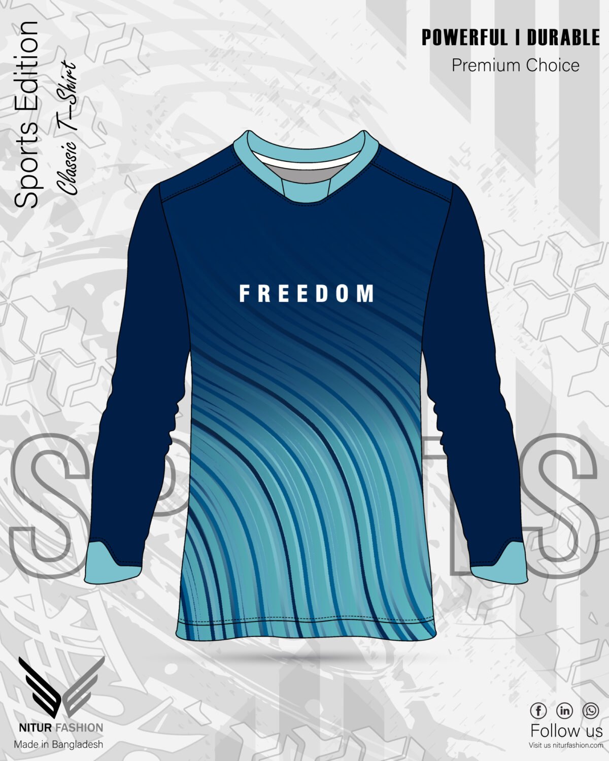 Sports Edition Active Wear Full Sleeve T-Shirt -Freedom